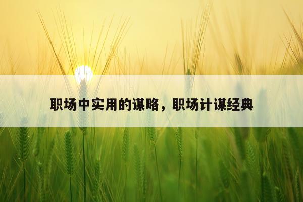 职场中实用的谋略,职场计谋经典