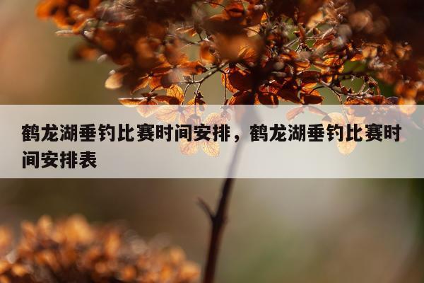 鹤龙湖垂钓比赛时间安排,鹤龙湖垂钓比赛时间安排表