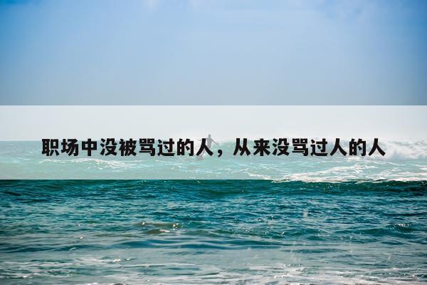 职场中没被骂过的人,从来没骂过人的人